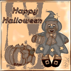 Miś w niebieskiej pelerynie szczęśliwego Halloween